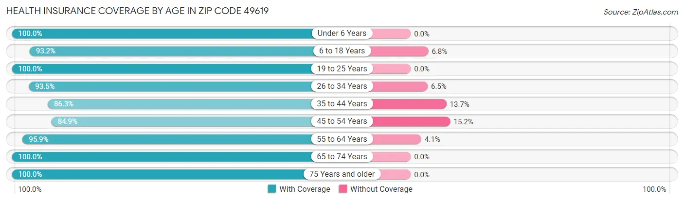 Health Insurance Coverage by Age in Zip Code 49619