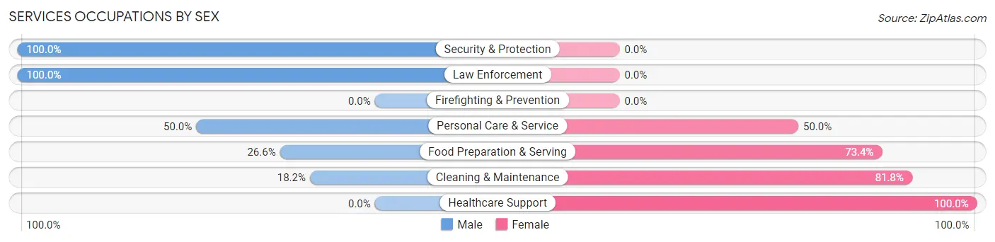 Services Occupations by Sex in Zip Code 49629