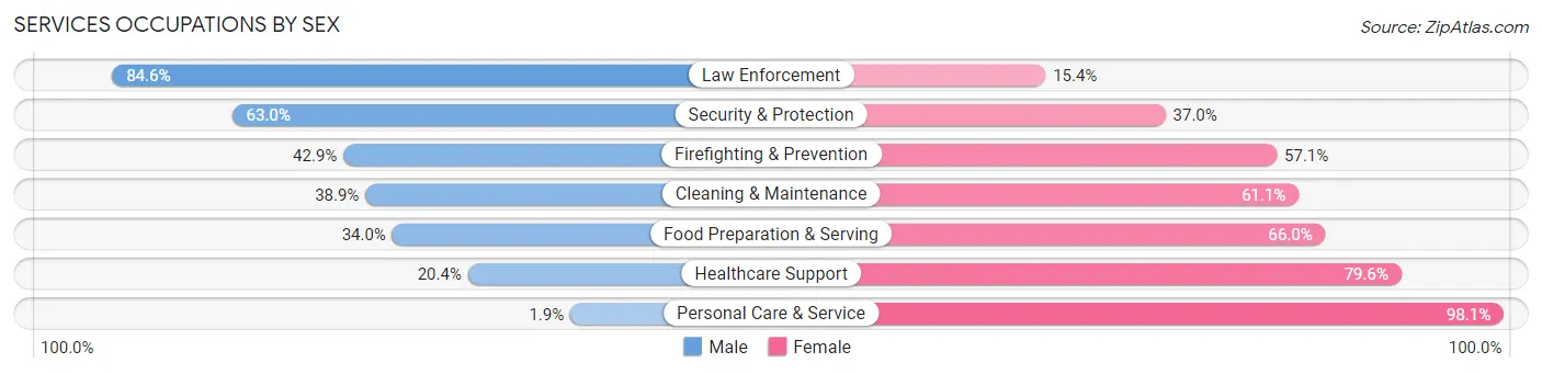 Services Occupations by Sex in Zip Code 49633