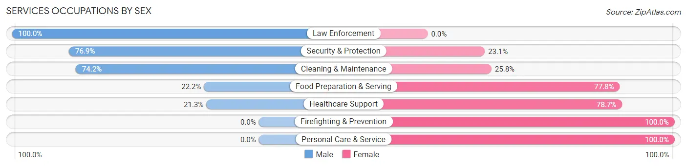 Services Occupations by Sex in Zip Code 49639