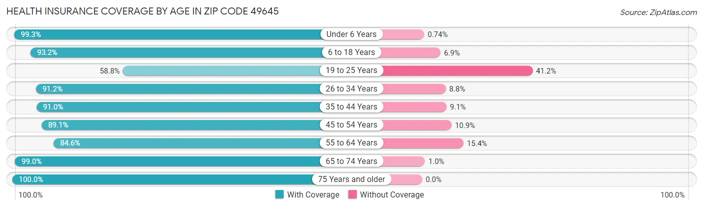 Health Insurance Coverage by Age in Zip Code 49645