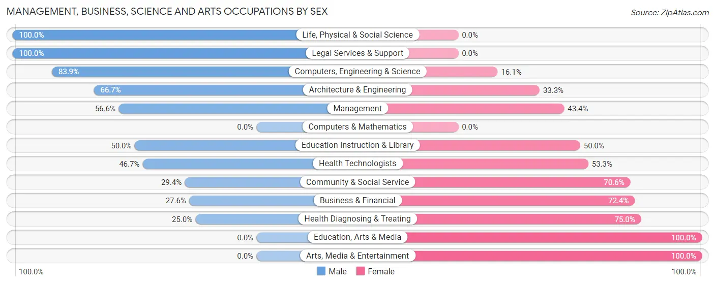 Management, Business, Science and Arts Occupations by Sex in Zip Code 49645