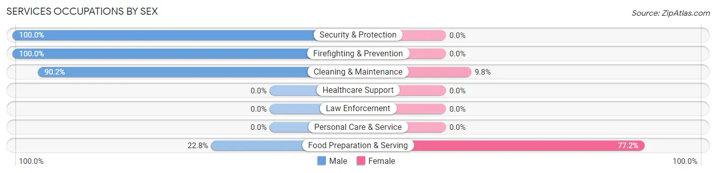 Services Occupations by Sex in Zip Code 49648