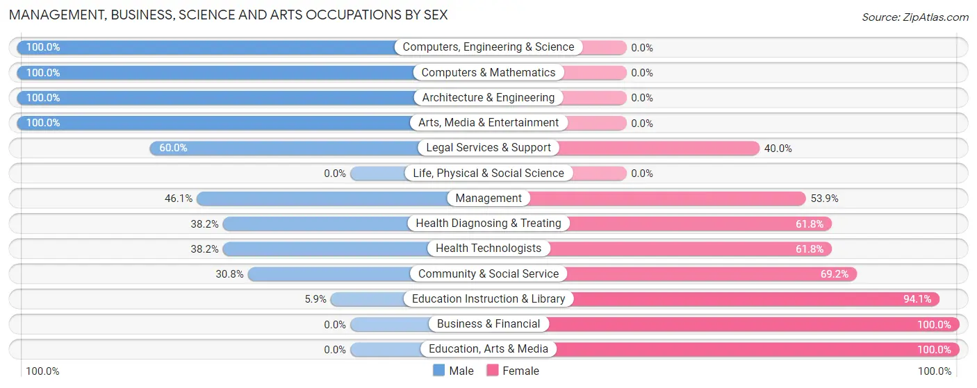 Management, Business, Science and Arts Occupations by Sex in Zip Code 49653