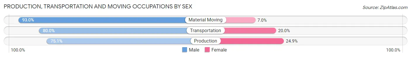 Production, Transportation and Moving Occupations by Sex in Zip Code 49655