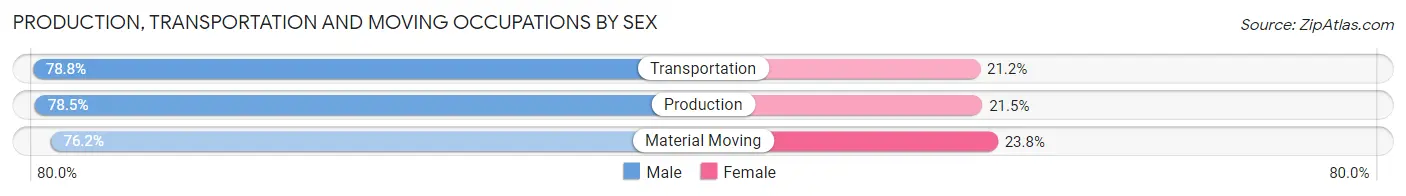 Production, Transportation and Moving Occupations by Sex in Zip Code 49665