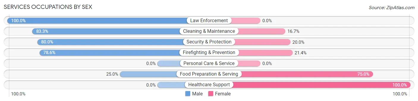 Services Occupations by Sex in Zip Code 49679
