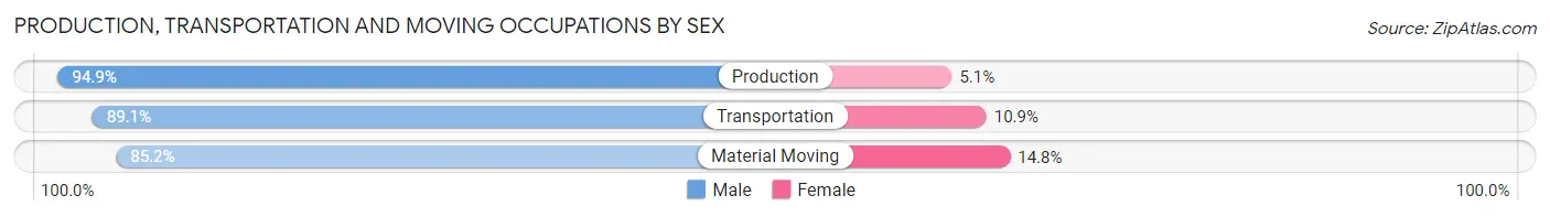 Production, Transportation and Moving Occupations by Sex in Zip Code 49682