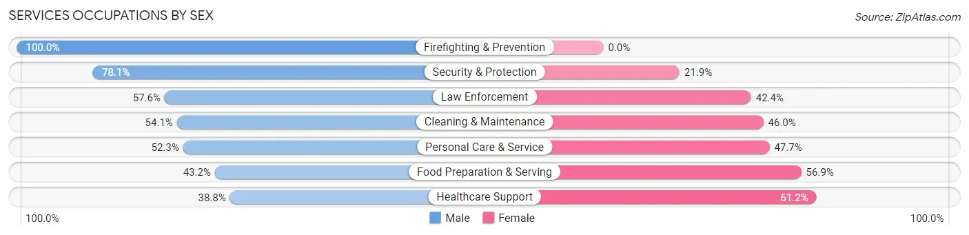 Services Occupations by Sex in Zip Code 49686