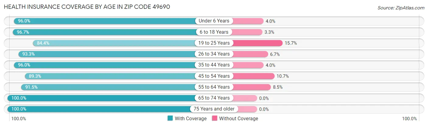 Health Insurance Coverage by Age in Zip Code 49690
