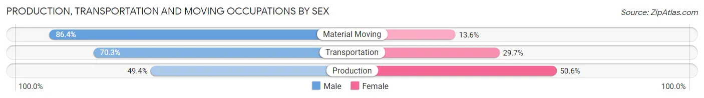Production, Transportation and Moving Occupations by Sex in Zip Code 49690