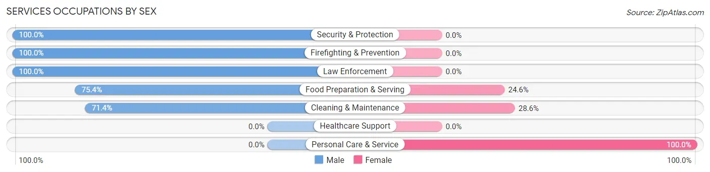 Services Occupations by Sex in Zip Code 49701