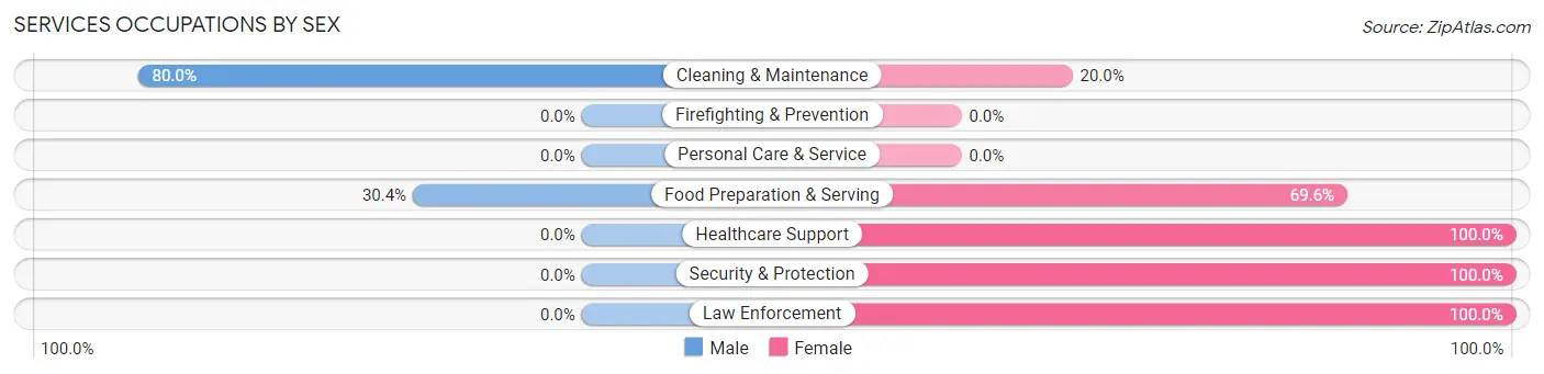 Services Occupations by Sex in Zip Code 49705