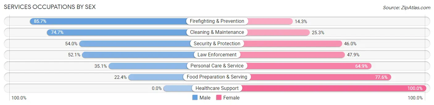 Services Occupations by Sex in Zip Code 49706
