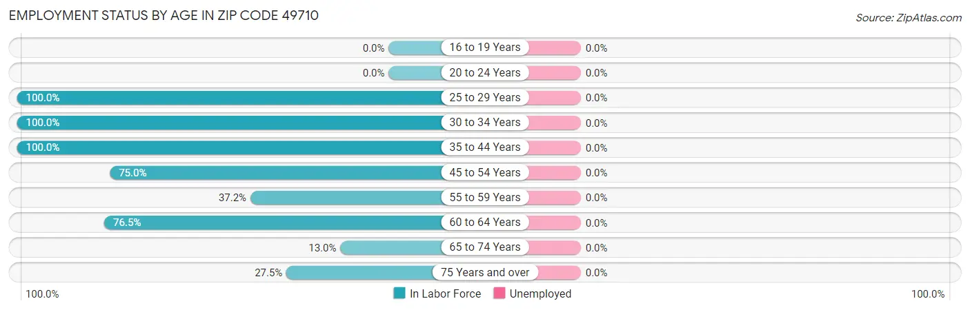 Employment Status by Age in Zip Code 49710