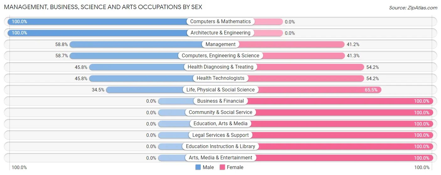 Management, Business, Science and Arts Occupations by Sex in Zip Code 49719