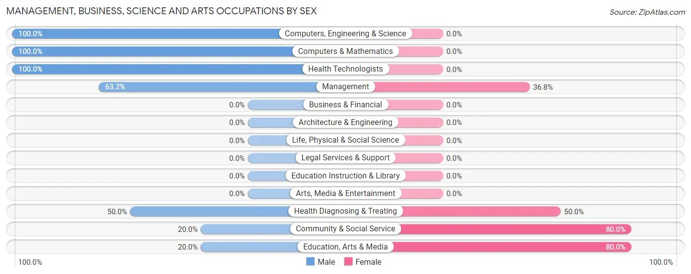 Management, Business, Science and Arts Occupations by Sex in Zip Code 49728