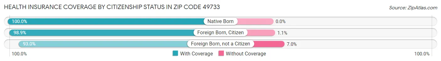 Health Insurance Coverage by Citizenship Status in Zip Code 49733