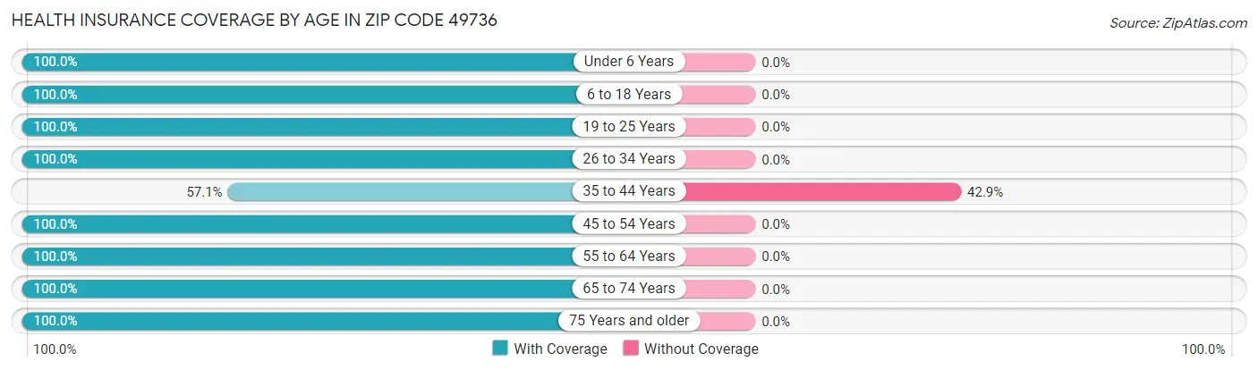 Health Insurance Coverage by Age in Zip Code 49736