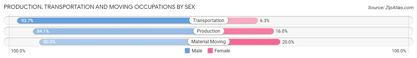 Production, Transportation and Moving Occupations by Sex in Zip Code 49740