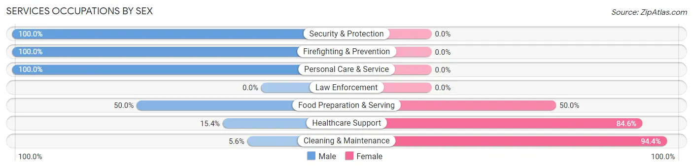 Services Occupations by Sex in Zip Code 49743