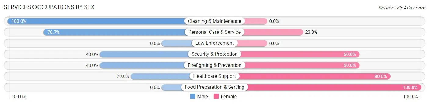 Services Occupations by Sex in Zip Code 49744
