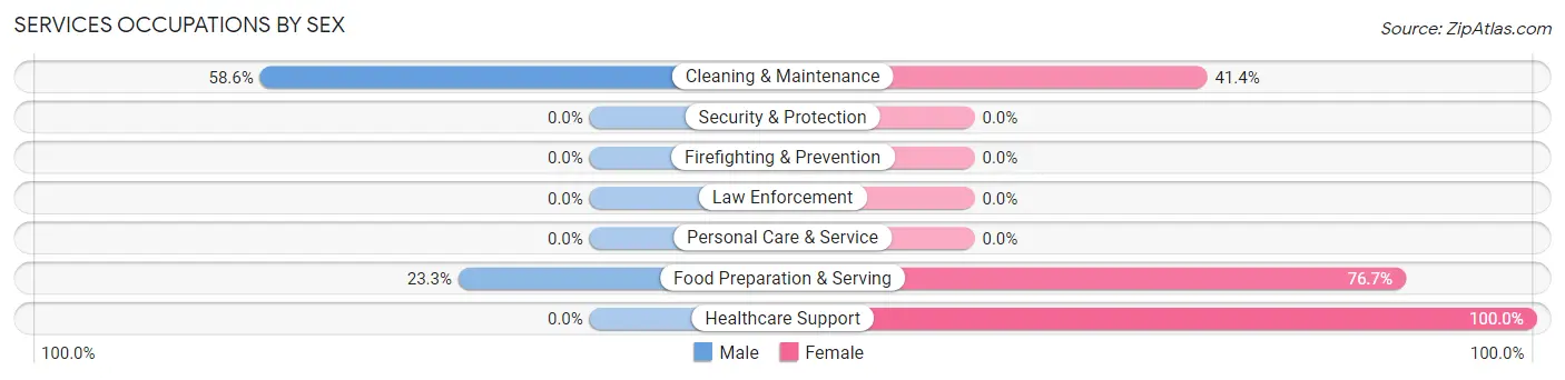 Services Occupations by Sex in Zip Code 49747