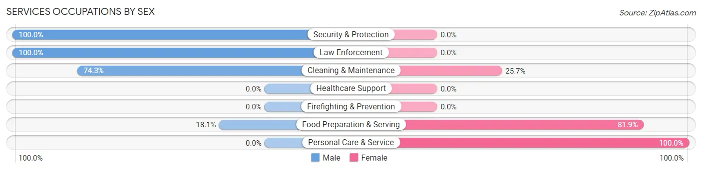 Services Occupations by Sex in Zip Code 49751
