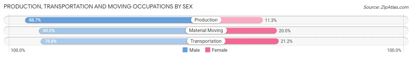Production, Transportation and Moving Occupations by Sex in Zip Code 49753