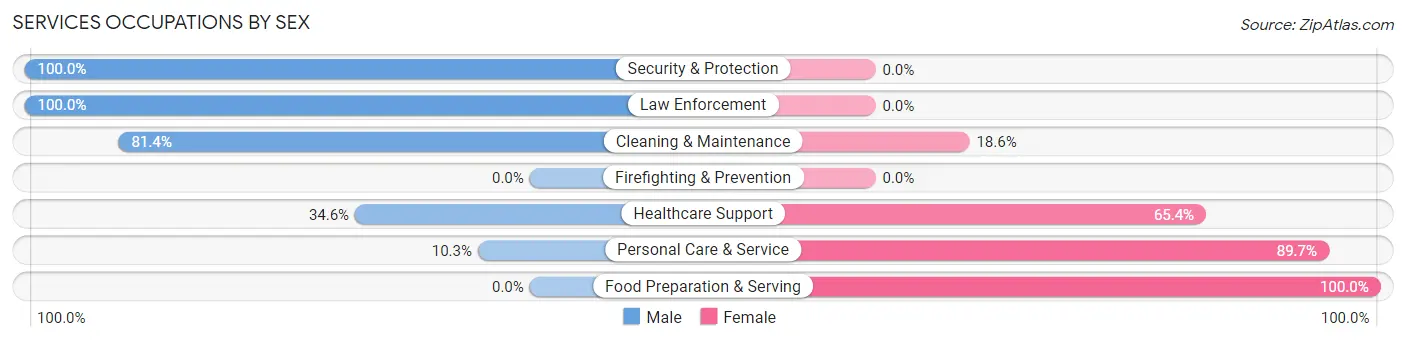 Services Occupations by Sex in Zip Code 49766