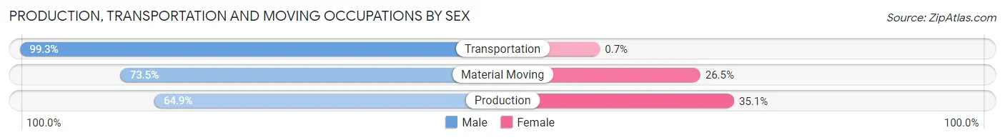 Production, Transportation and Moving Occupations by Sex in Zip Code 49779