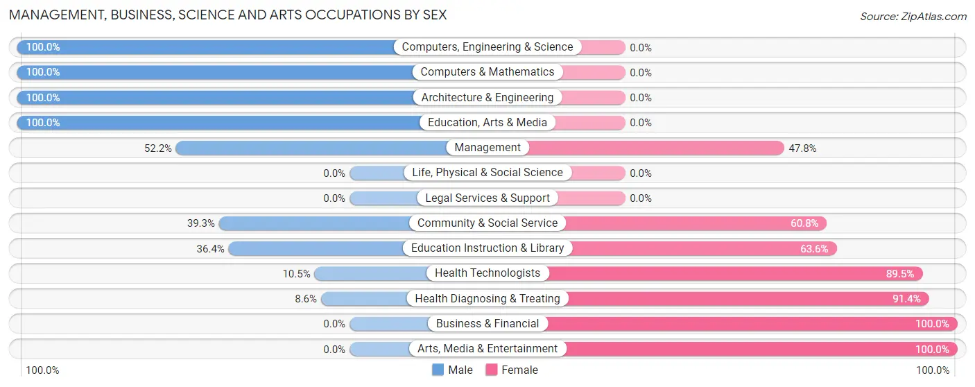 Management, Business, Science and Arts Occupations by Sex in Zip Code 49780