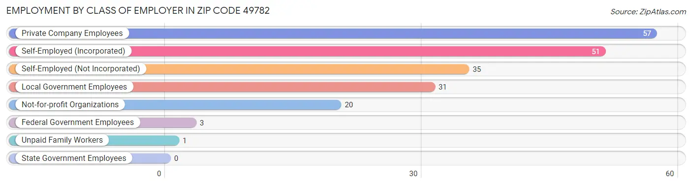 Employment by Class of Employer in Zip Code 49782