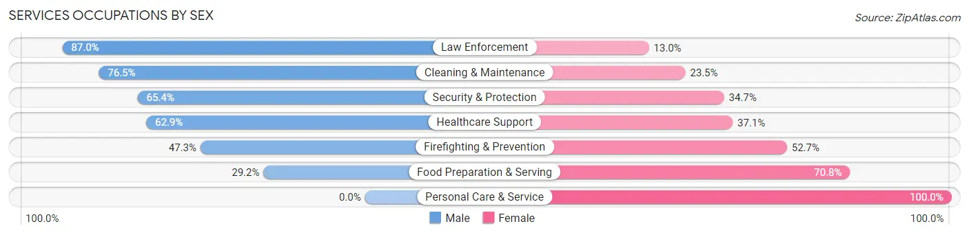 Services Occupations by Sex in Zip Code 49788