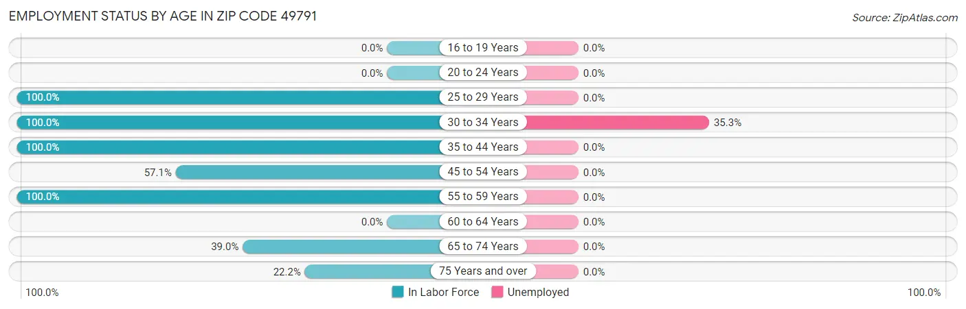 Employment Status by Age in Zip Code 49791