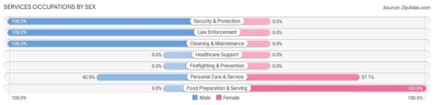 Services Occupations by Sex in Zip Code 49791