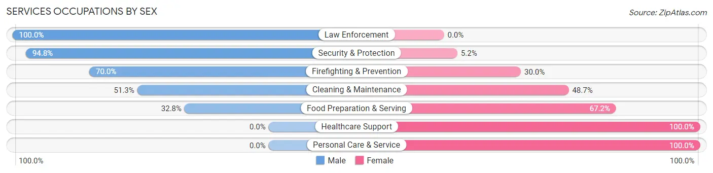 Services Occupations by Sex in Zip Code 49801