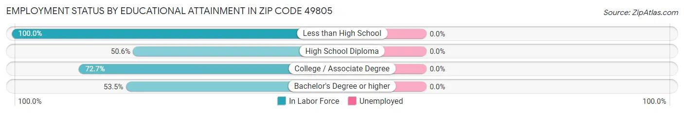 Employment Status by Educational Attainment in Zip Code 49805