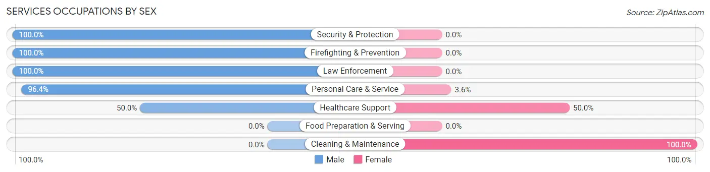 Services Occupations by Sex in Zip Code 49806