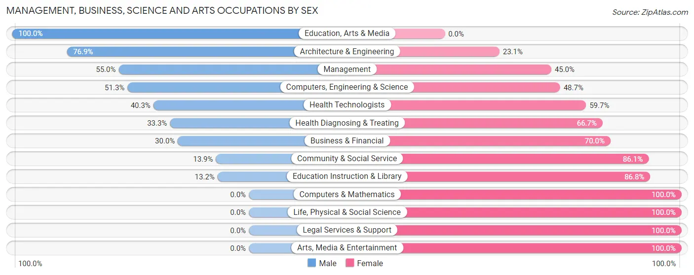 Management, Business, Science and Arts Occupations by Sex in Zip Code 49807