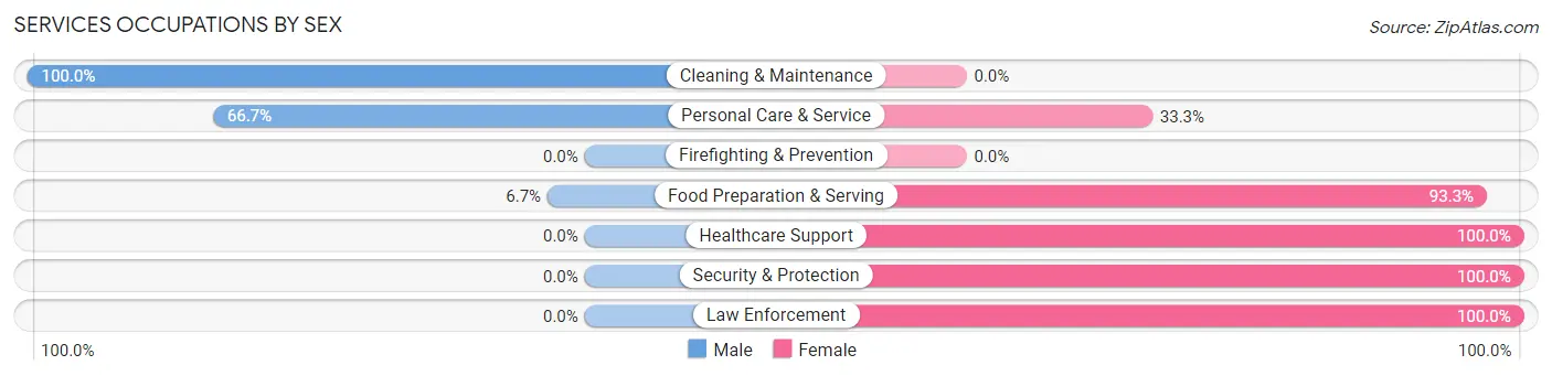 Services Occupations by Sex in Zip Code 49812