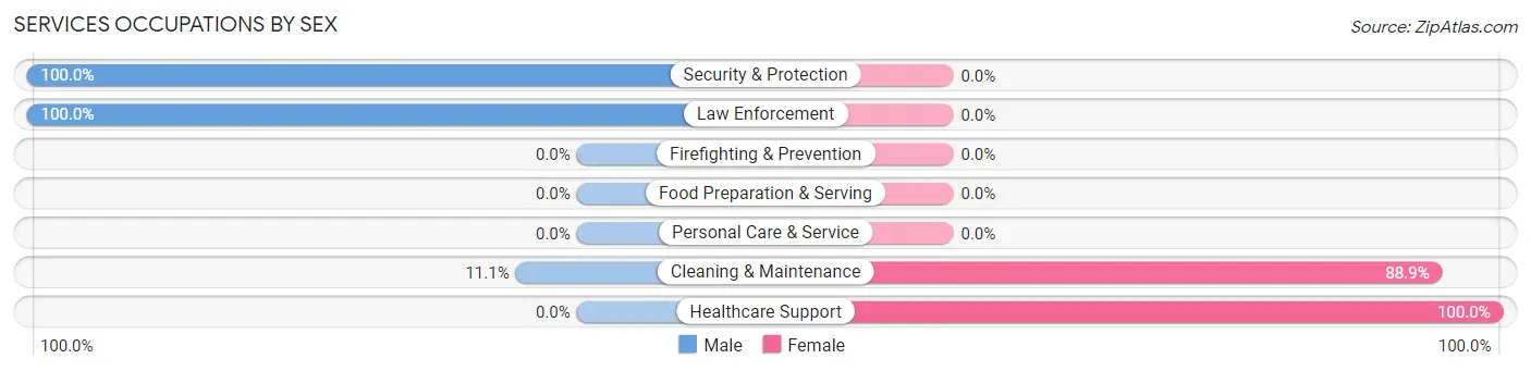 Services Occupations by Sex in Zip Code 49816
