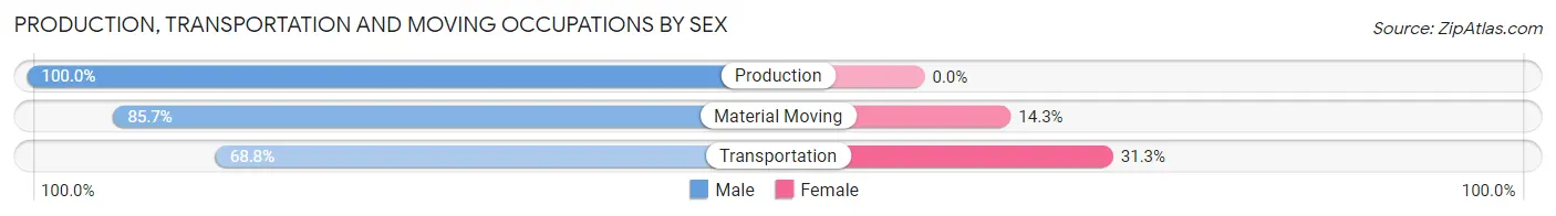 Production, Transportation and Moving Occupations by Sex in Zip Code 49838