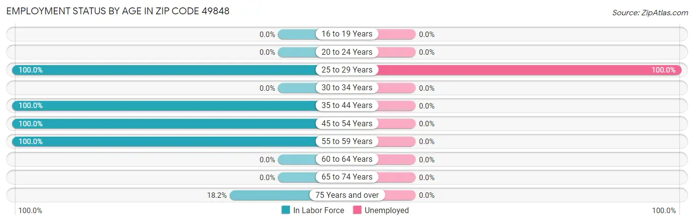 Employment Status by Age in Zip Code 49848