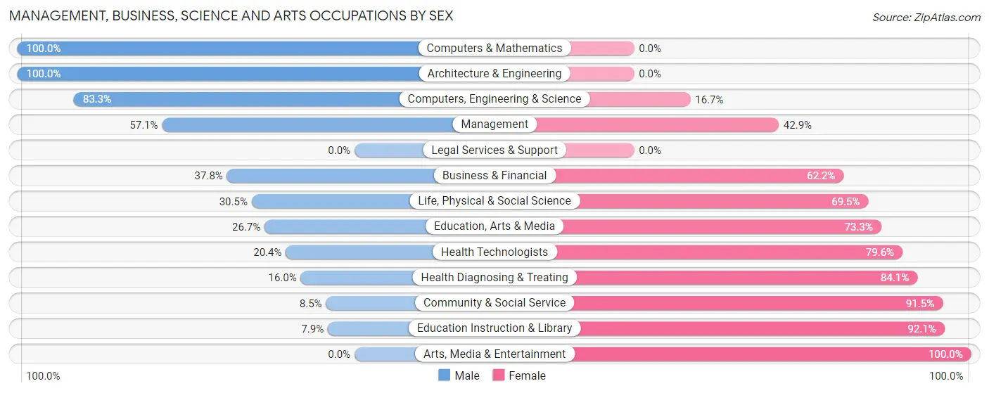 Management, Business, Science and Arts Occupations by Sex in Zip Code 49858