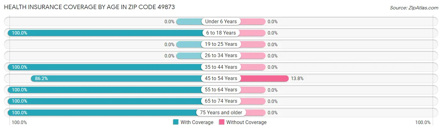 Health Insurance Coverage by Age in Zip Code 49873