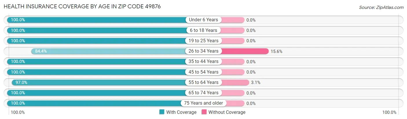 Health Insurance Coverage by Age in Zip Code 49876