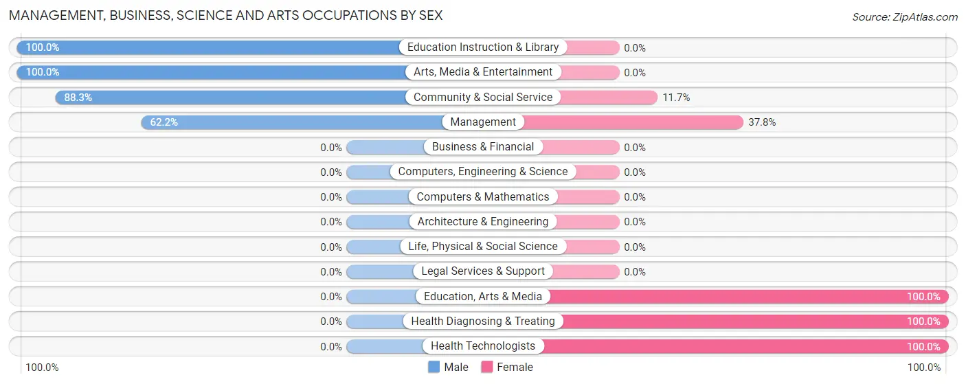 Management, Business, Science and Arts Occupations by Sex in Zip Code 49876