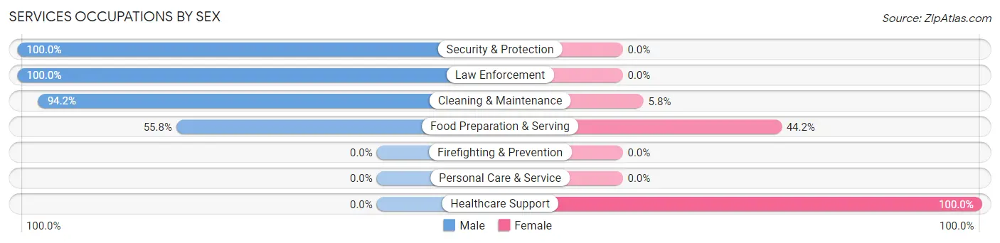 Services Occupations by Sex in Zip Code 49884