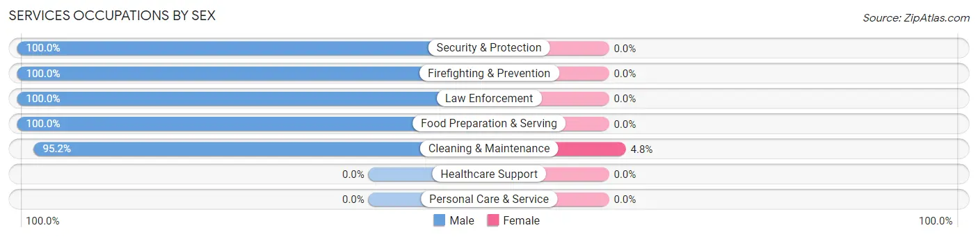 Services Occupations by Sex in Zip Code 49895